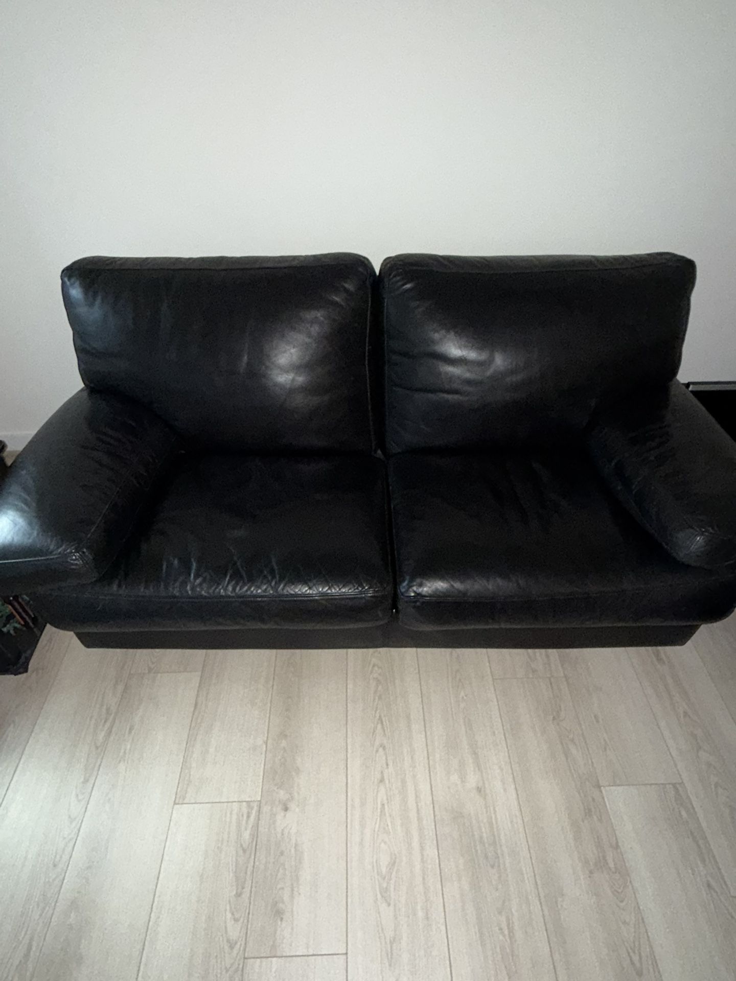 Roche Bobois Black Leather Sofa