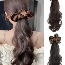 Wig Female Ponytail Hair Band Clip, Integrated Clip, Ponytail Fluffy Hair Volume Natural Low Tie Fake Ponytail Hair Accessories Bow Hair Clips Fashion