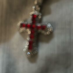 Iced Red Cross Necklace 