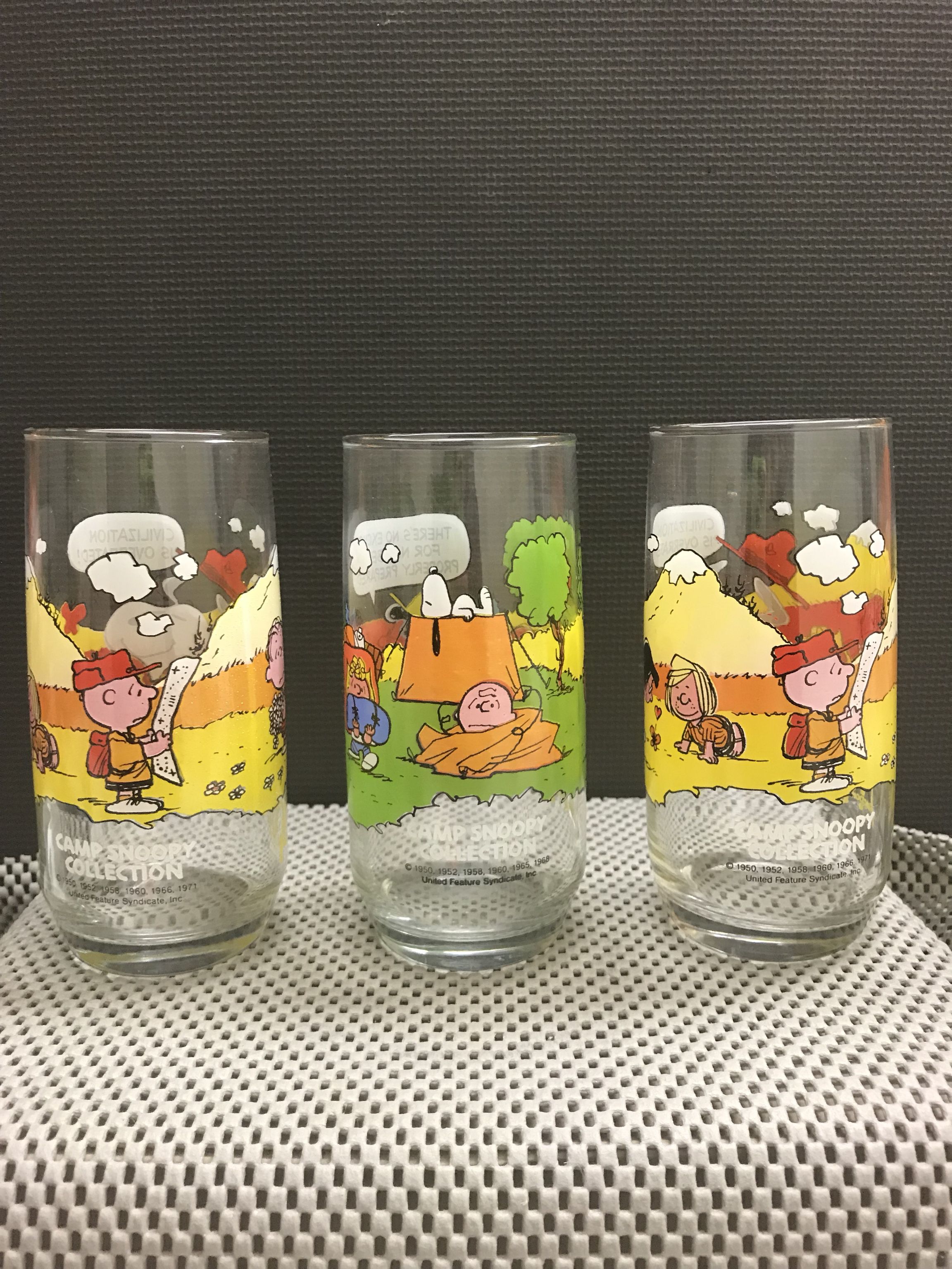 Lot 3 Camp Snoopy Collection Glasses McDonalds Charlie Brown Peanuts