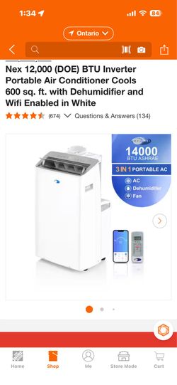 Home Depot Whynter Portable AC