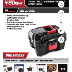 Hyper Tough 1.5 Gallon Wet Dry Vac, 20V Max