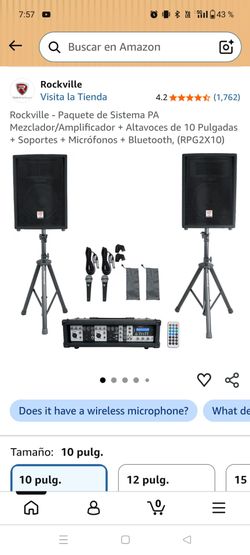 Rockville RPG2X10 Portable PA System / Sound System with Speakers & Stands