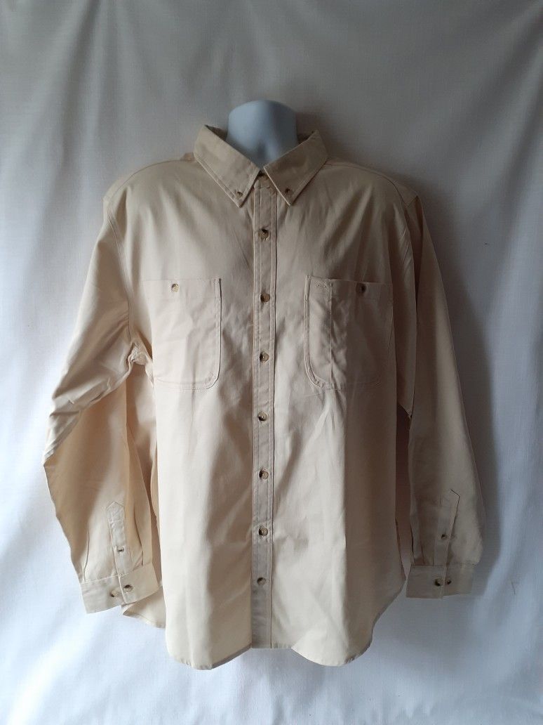 Scandia Woods men's beige long-sleeve button-down shirt  XLG TL