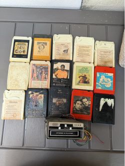 Vintage 8-Track Tape Lot + Stereo 8 Player Untested