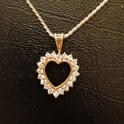 925 Sterling Silver Chain And Heart Pendant With Czs