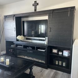 PREMIUM LISTING — ENTERTAINMENT WALL UNIT + FIREPLACE (7-PIECE SET)