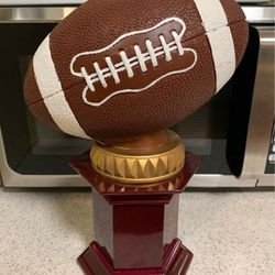 Football on Octagon Pedestal, 12” tall, Resin