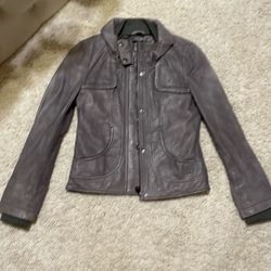 Guess gray super soft leather jacket coat small. Worn once 