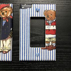 (3) Custom Polo Ralph Lauren Bear Wall / Light Outlet Covers in great condition!