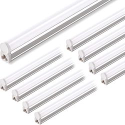 Barrina (Pack of 8) LED T5 Integrated Single Fixture, 4FT, 2200lm, 5000K, 20W, Utility Shop Light, Ceiling and Under Cabinet Light, ETL Listed, with B