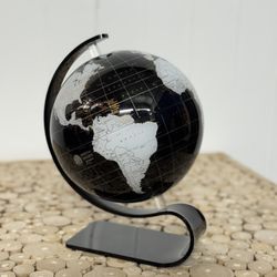 Vintage SPHERICAL CONCEPTS Black LUCITE Globe World Spinning Stand Gold Inlay