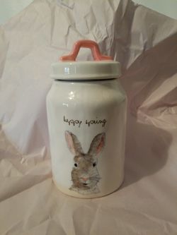 Rae Dunn happy spring canister