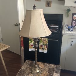One Brass Lamp With Shade