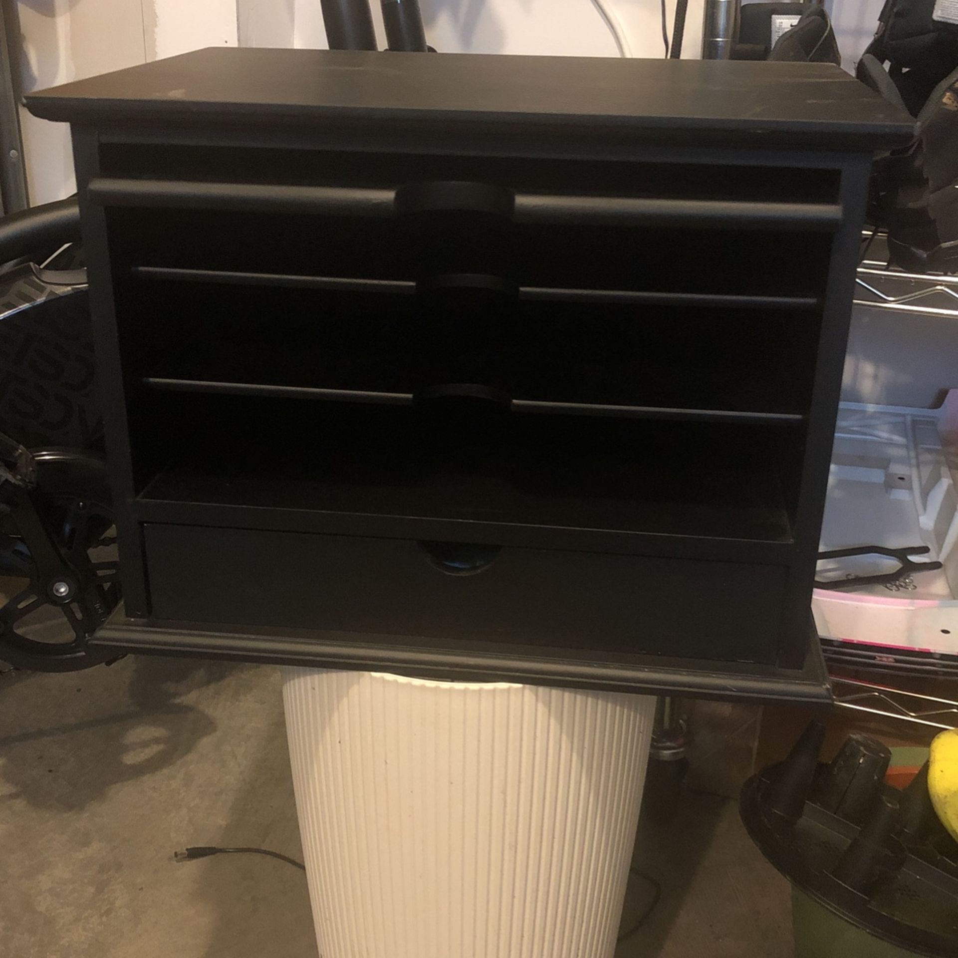 Wooden Organizer With Shelves Sliding/folding Door And Drawer