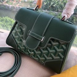 Unused-Authtic Goyard Saigon Shoulderbag VTG Green Handbag with