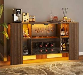 Walnut Fluted TV Stand | Glass Sliding Doors | 58" | Modern
