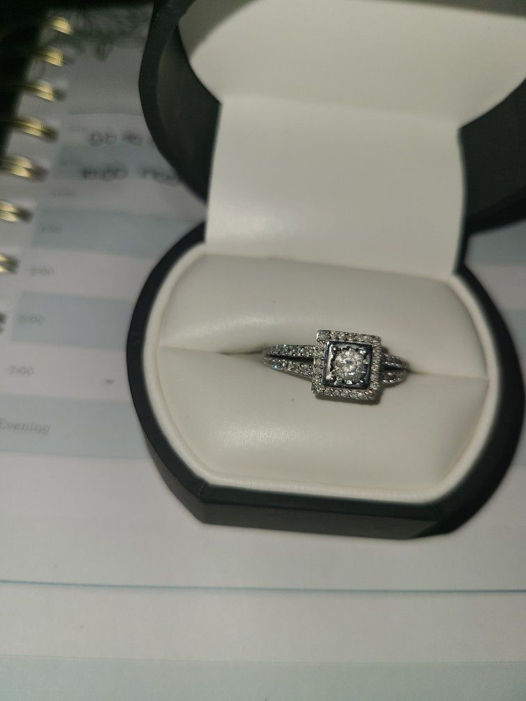 Solid White Gold 5/8 CT Real Diamond Engagement Ring