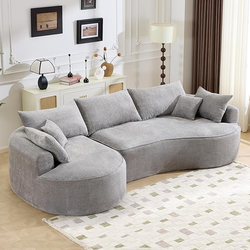 New 126” Oversized Curved Sectional Sofa, L Shaped Chenille Boneless Couch with Deep Seat & 7 Pillows for Living Room Bedroom, No Assembly Required (G