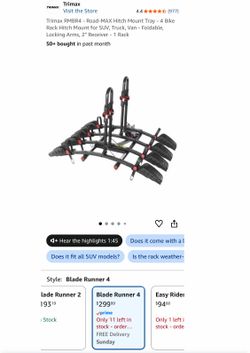 Bike Rack - Road-MAX Hitch Mount Tray - 4 Bike Rack Hitch Mount for SUV, Truck, Van - Foldable, Locking Arms, 2" Receiver