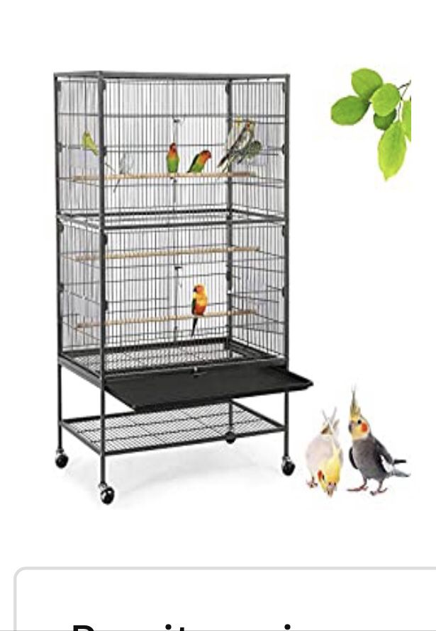 YAHEETECH 52-inch Wrought Iron Standing Large Flight King Bird Cage for Cockatiels African Grey Quaker Amazon Sun Parakeets Green Cheek Conures Pigeo