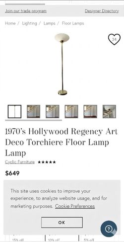 Torchiere Standing Floor Pole Vintage Lamp
