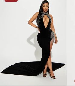 Velvet And Rhine Stone Asymmetrical Dress With attached Under Garment