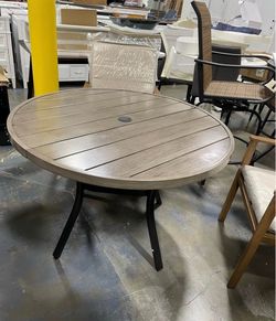Assembled New Patio Round Dining Table, 42" All Weather Round Outdoor Table with 1.57" Umbrella Hole