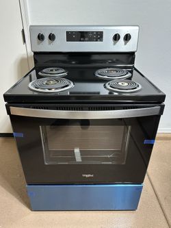 New Whirlpool  Electric Coil Stove 30” (1 Month Warranty)