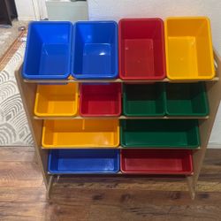 Multicolor Toy Storage With Bins