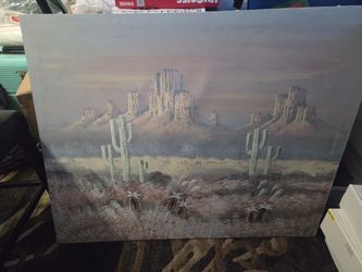 AI Overview    +1                  This is an oil on canvas painting of a desert landscape attributed. Artist by Reynolds Lee  with is 50 and length i