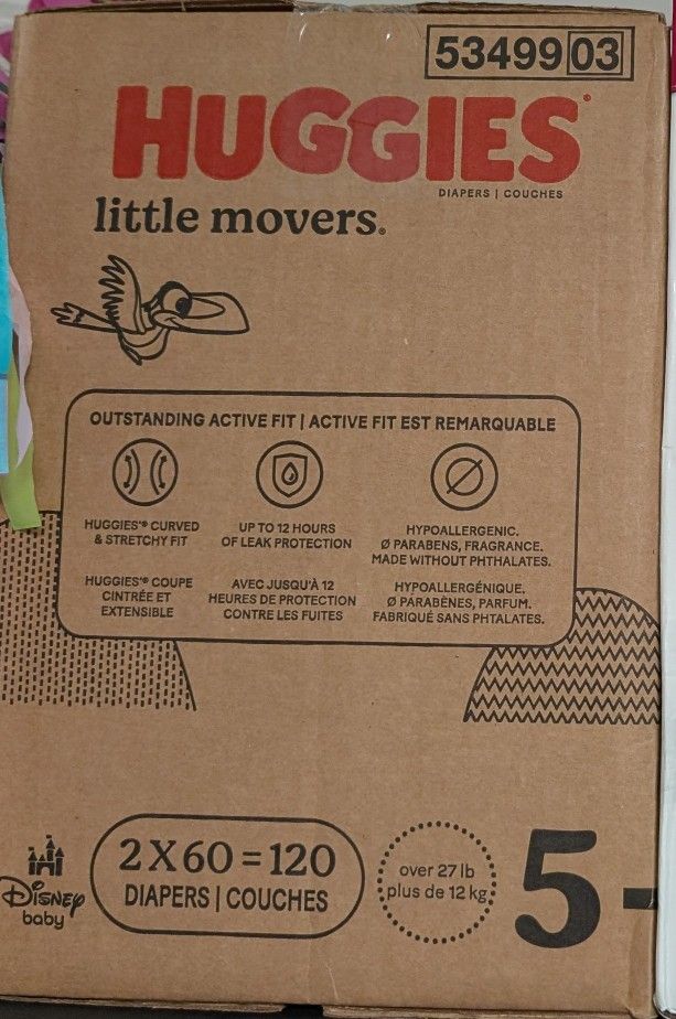 Huggies Little Movers Size 5 Diapers - 120 Counts