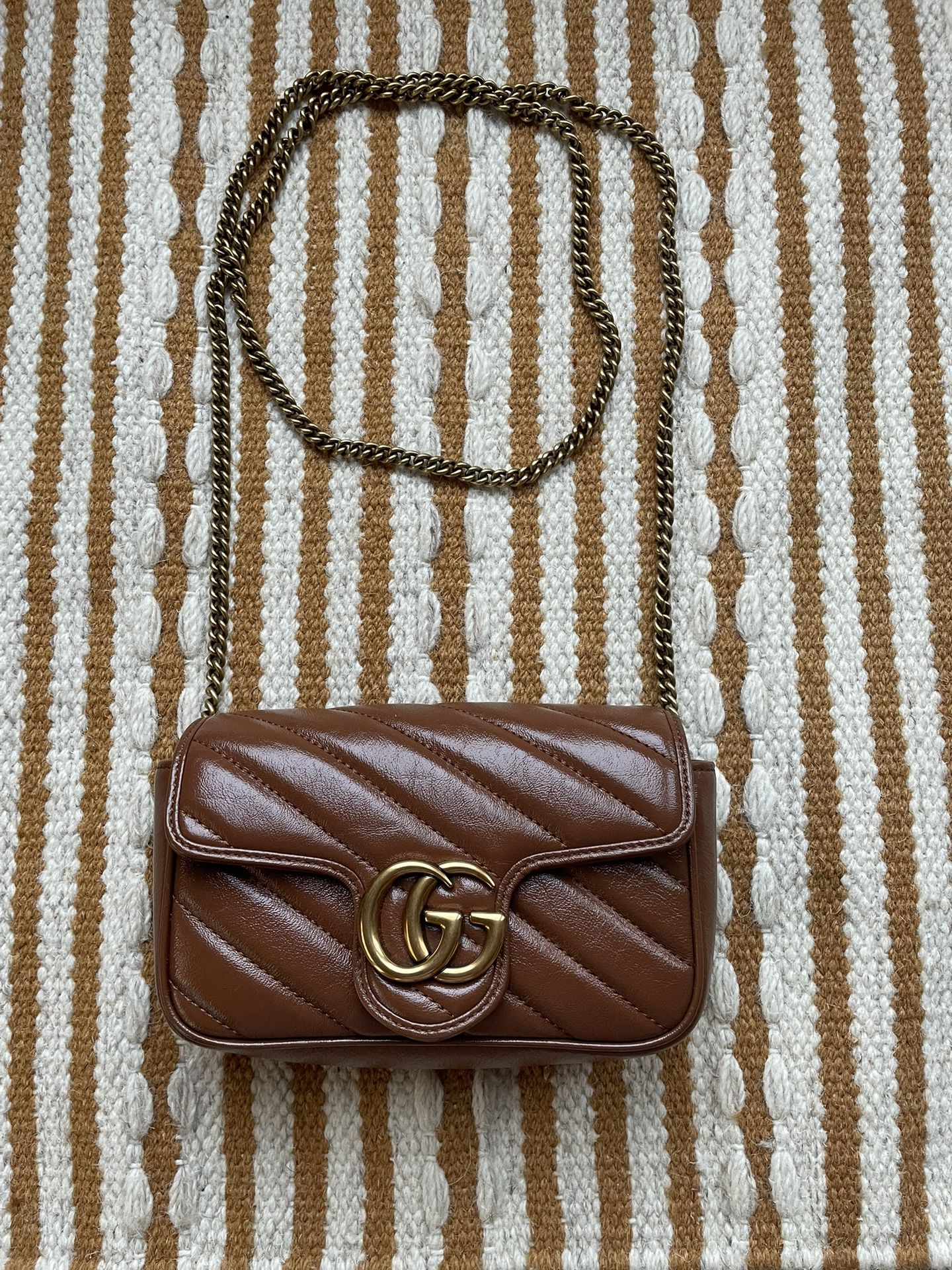 Gucci Marmont Cognac Mini Leather Shoulder Bag
