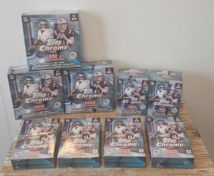Sealed Topps Chrome Football 2025 3 Mega Boxes, 2 Blasters, 4 Hangers