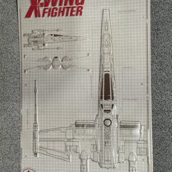 Star Wars X-Wing Fighter T-70 Blueprint Metal Sign Wall Art 11.5" X 18”