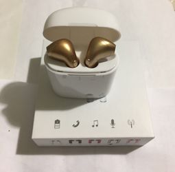 Golden color Wireless Bluetooth earbuds for all iPhones and all android phones