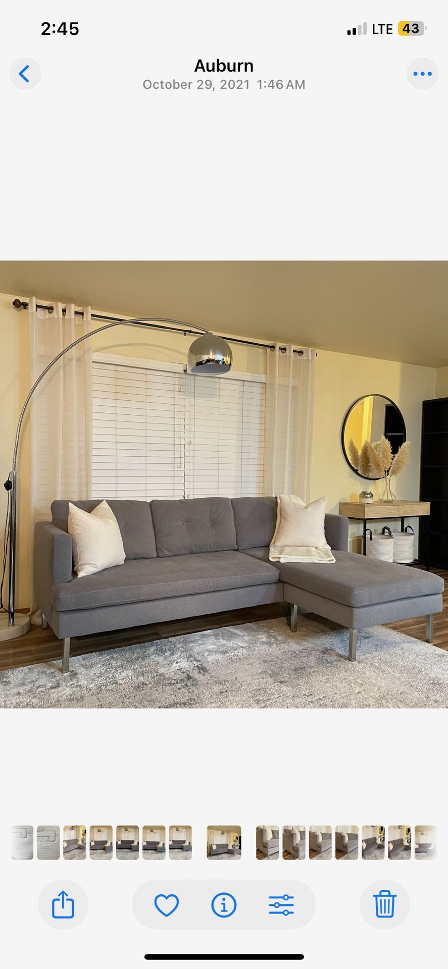 West Elm Reversible Sectional Couch