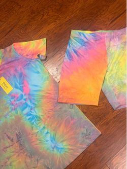 Pink Tye Dye Two Piece Biker Short Set