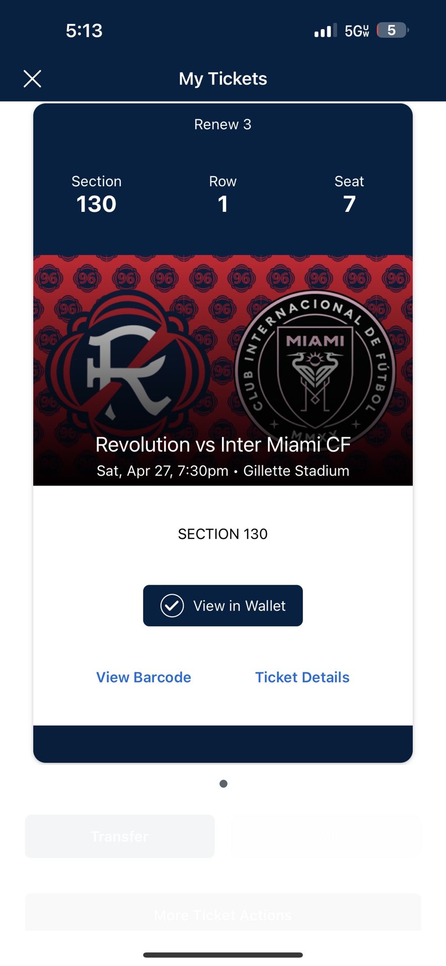 (Midfield, Row 1) New England Revolution vs Inter Miami