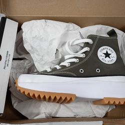 Unisex Designer Converse Run Star Hike High Khaki  Trainers Sneakers Green