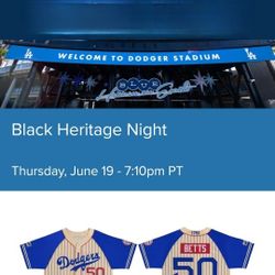 New Dodgers Mookie Betts #50 Black Heritage Night Jersey (Large)