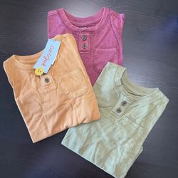 18 months 3 Henley shirts with pocket
