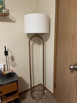 Mid century modern Gold Arch Floor Lamp with White Shade