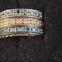 Colored Diamonds Stack Rings