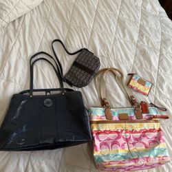 3 Vintage Coach Purses And 1 Wallet