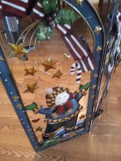 Metal christmas decor devided in 3 sections great for in front of fire place near tree or in patio 2 sides fold for standing or even wall 15.00 Thumbnail