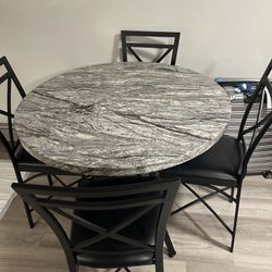 Faux Marble 5-Piece Pub Dining Set ( PICKUP ONLY )