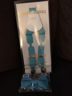 Toddler teal tow tie and suspenders