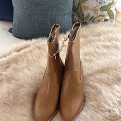 New Tan Pointed Toe Ankle Boots