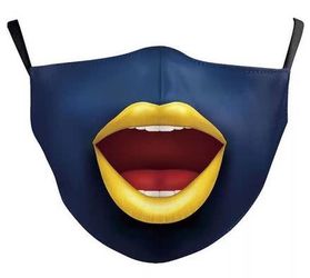 Blue with yellow lips Fun theme for face cotton washable reusable